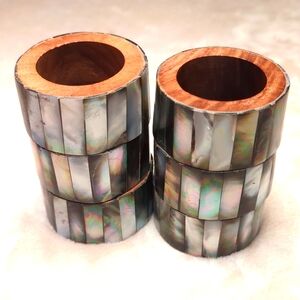 Pier 1 Imports Abalone Wood Napkin Rings